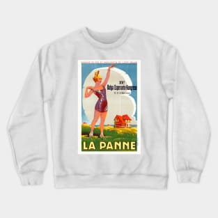La Panne Belgium Vintage Poster 1926 Crewneck Sweatshirt
